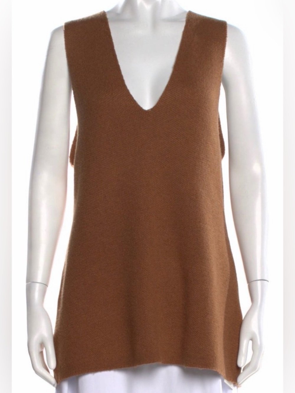 SER.O.YA Chestnut Brown Deep V Knit Tunic